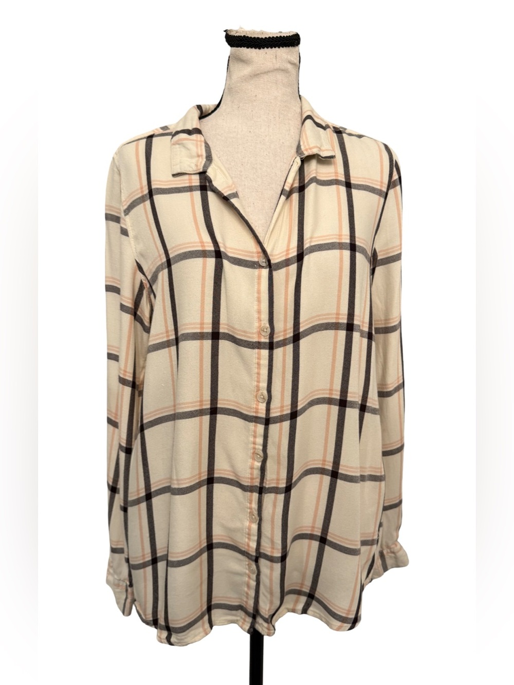 Thread & Supply Plaid Button Up Shirt Size Small Long Convertible Sleeves